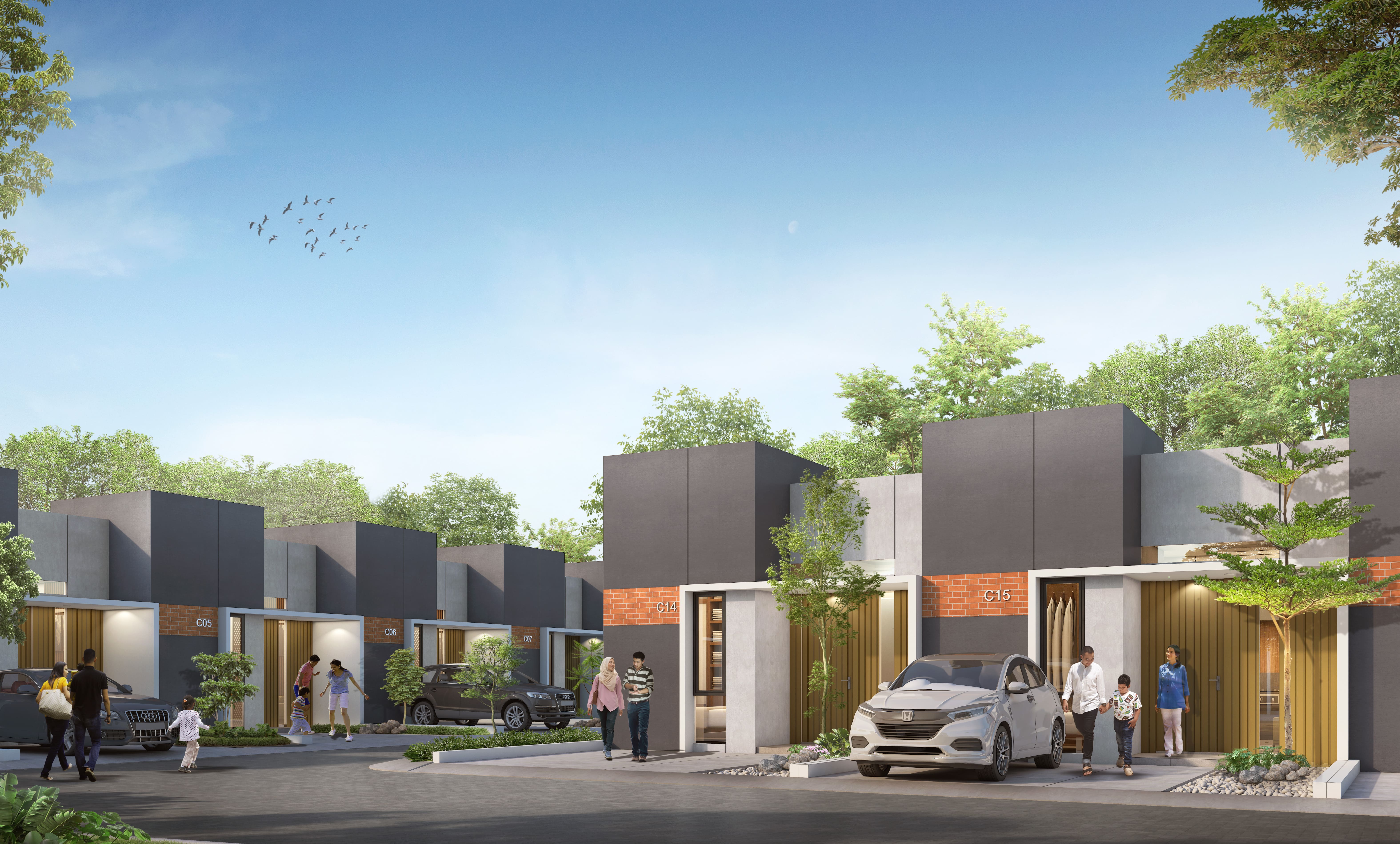 tampak depan greenland rivervilla